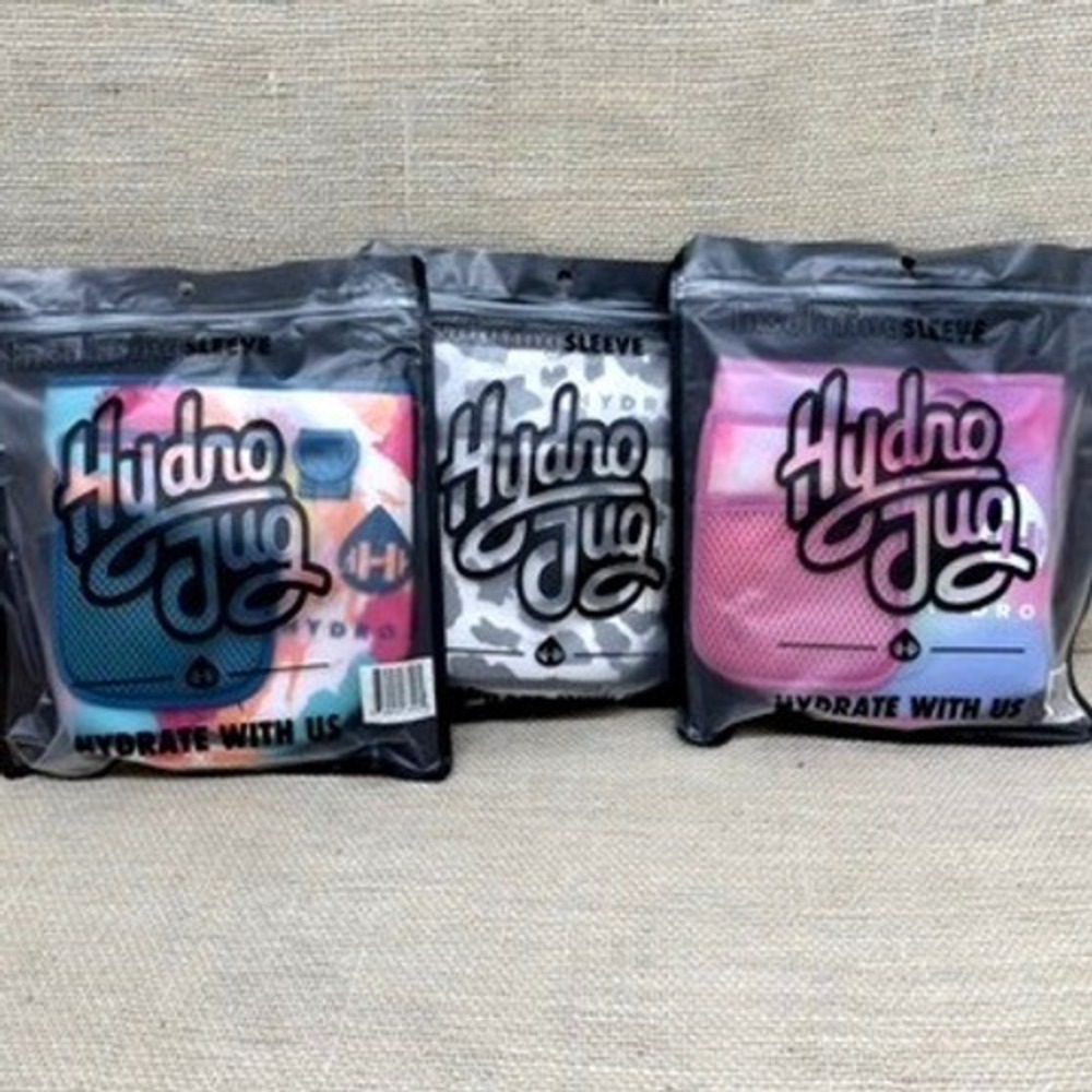 HydroJug Insulating Set of 3 Sleeve, Strap Carrier Cow Print, Tie Dye, Neoprene